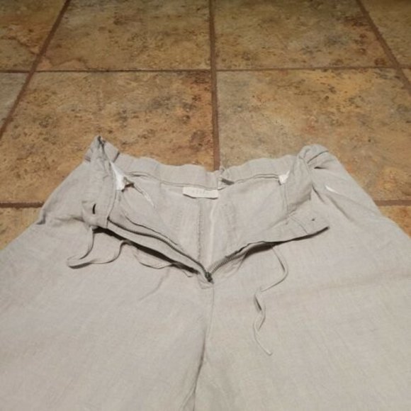 J. Jill Linen Women's Size 6P Crop Pants Beige Zip Drawstring Waist Pockets - Picture 3 of 12